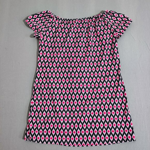 Tommy Bahama Midi Dress women's size M black pink white geometric pattern light - Picture 3 of 8